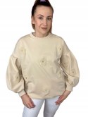 Bluza dresowa szerokie rękawy kwiatki kwiaty okrągły dekolt luźna The Fancy Bluza dresowa szerokie rękawy kwiatki kwiaty okrągły dekolt luźna The Fancy