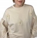 Bluza dresowa szerokie rękawy kwiatki kwiaty okrągły dekolt luźna The Fancy Bluza dresowa szerokie rękawy kwiatki kwiaty okrągły dekolt luźna The Fancy