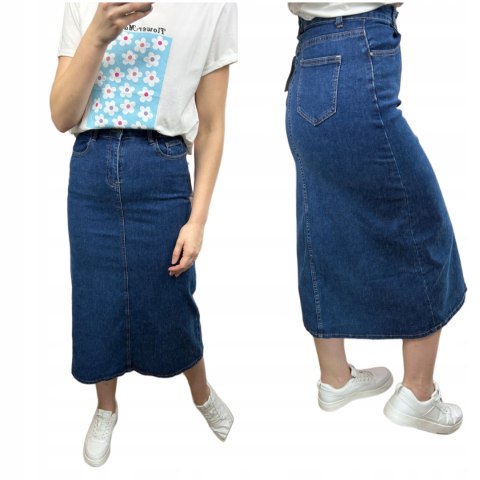 Spódnica jeansowa trapezowa midi dłuższa wysoki stan Mila Premium Jeans S Spódnica jeansowa trapezowa midi dłuższa wysoki stan Mila Premium Jeans S