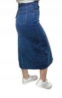Spódnica jeansowa trapezowa midi dłuższa wysoki stan Mila Premium Jeans S Spódnica jeansowa trapezowa midi dłuższa wysoki stan Mila Premium Jeans S