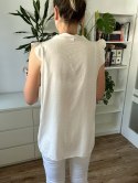 Bluzka z wiązaniem beżowa w kropki moda italia
