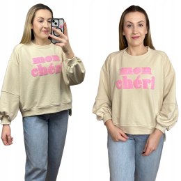 Klasyczna bluza damskabeżowa oversize luźna bawełniana MON CHERI Azara
