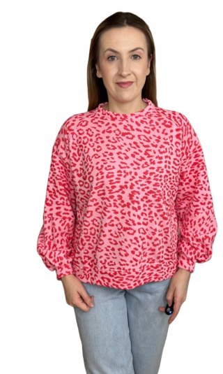 Klasyczna bluza różowa czerwona panterka oversize luźna bawełniana Azara
