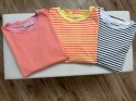 Klasyczny bawełniany t-shirt paski różowy pomarańczowy bawełna Azara