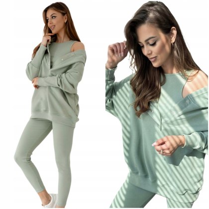 Komplet dresowy bawełniany napy 3-częściowy legginsy bluza top Aszmi Style