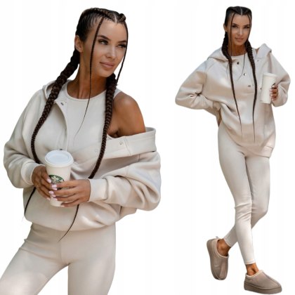 Komplet dresowy bawełniany napy 3-częściowy legginsy bluza top Aszmi Style