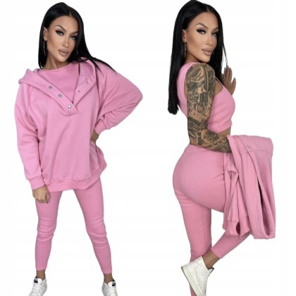 Komplet dresowy bawełniany napy 3-częściowy legginsy bluza top Aszmi Style