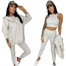 Komplet dresowy bawełniany napy 3-częściowy legginsy bluza top Aszmi Style
