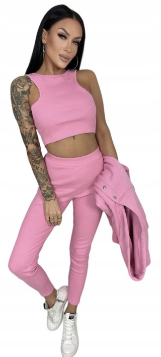 Komplet dresowy bawełniany napy 3-częściowy legginsy bluza top Aszmi Style