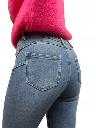 Spodnie jeansowe jeansy skinny wysoki stan niebieskie push-up Goodies XS 34