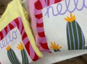Brzoskwiniowa bluza bawełniana oversize luźna hello kaktus print Azara
