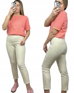Spodnie jeansowe mom fit kremowe krem wyższy stan Marivy XL