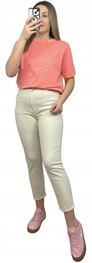 Spodnie jeansowe mom fit kremowe krem wyższy stan Marivy L