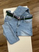 Spodnie skinny jeansy jeans damskie rurki niebieskie dopasowane pasek S