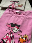 T-shirt beż beżowy różowa pantera bawełniany produkt polski Lara Fashion