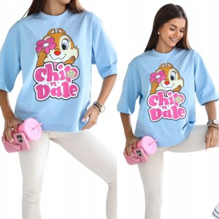 T-shirt błękitny Chip 'n Dale bawełniany produkt polski Lara Fashion