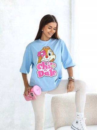 T-shirt błękitny Chip 'n Dale bawełniany produkt polski Lara Fashion