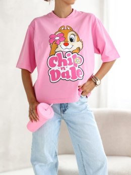 T-shirt różowy cukierek Chip 'n Dale bawełniany produkt polski Lara Fashion