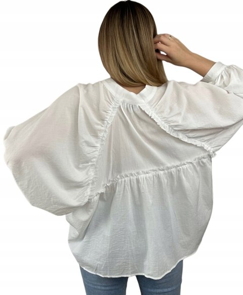Biała koszula damska Wiya Anioł oversize biała 100% bawełna Włochy Biała koszula damska Wiya Anioł oversize biała 100% bawełna Włochy