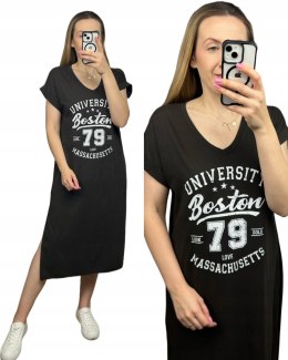 Brązowa bawełniana sukienka z nadrukiem oversize Michelle