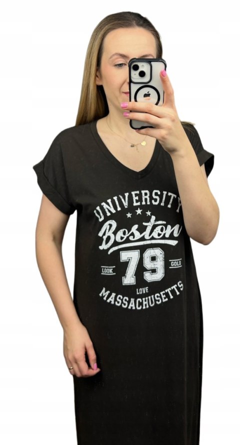 Brązowa bawełniana sukienka z nadrukiem oversize Michelle Brązowa bawełniana sukienka z nadrukiem oversize Michelle