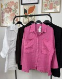 Czarna koszula lniana damska Puro Lino 100% len oversize luźna kieszenie