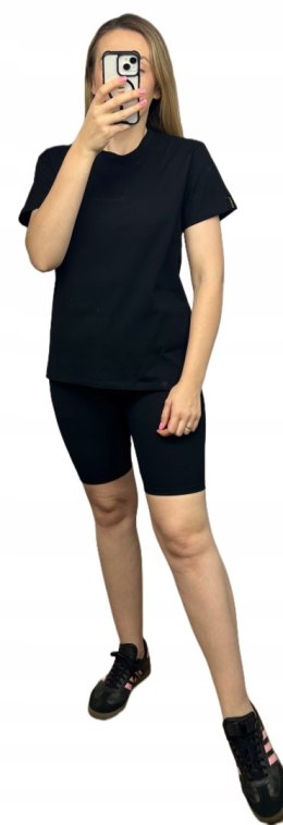 Czarny komplet dresowy bawełniany t-shirt haft kolarki bawełna Lenoshka