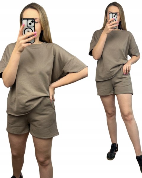 Fango komplet dresowy bawełniany krótki rękaw luźny szorty bluza Azara Fango komplet dresowy bawełniany krótki rękaw luźny szorty bluza Azara