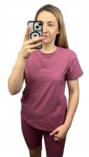 Różowy komplet dresowy bawełniany t-shirt haft kolarki bawełna Lenoshka
