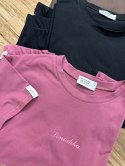 Różowy komplet dresowy bawełniany t-shirt haft kolarki bawełna Lenoshka