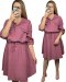 Sukienka koszulowa muślinowa brudny róż guziki długi rękaw L XL XXL