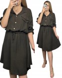 Sukienka koszulowa muślinowa czekoladowa brąz guziki długi rękaw L XL XXL