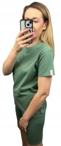 Zielony komplet dresowy bawełniany t-shirt haft kolarki bawełna Lenoshka