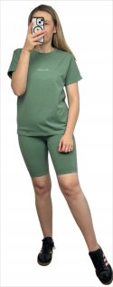 Zielony komplet dresowy bawełniany t-shirt haft kolarki bawełna Lenoshka
