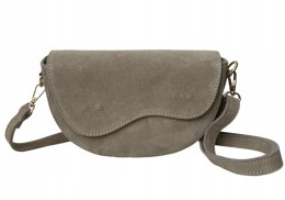 Beżowa zamszowa torebka crossbody zamsz naturalny z klapą Laura Biaggi