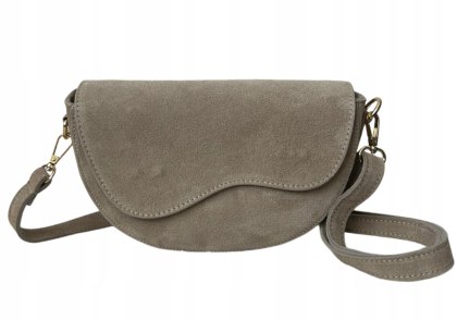 Beżowa zamszowa torebka crossbody zamsz naturalny z klapą Laura Biaggi