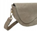Beżowa zamszowa torebka crossbody zamsz naturalny z klapą Laura Biaggi