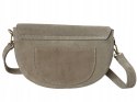 Beżowa zamszowa torebka crossbody zamsz naturalny z klapą Laura Biaggi
