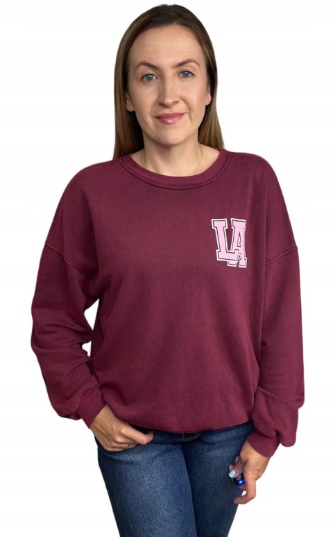 Bordowa dekatyzowana bluza bawełniana oversize luźna California Azara - CALIFORNIA LA Bordowa dekatyzowana bluza bawełniana oversize luźna California Azara - CALIFORNIA LA