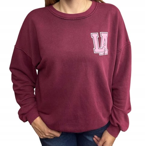 Bordowa dekatyzowana bluza bawełniana oversize luźna California Azara - CALIFORNIA LA Bordowa dekatyzowana bluza bawełniana oversize luźna California Azara - CALIFORNIA LA