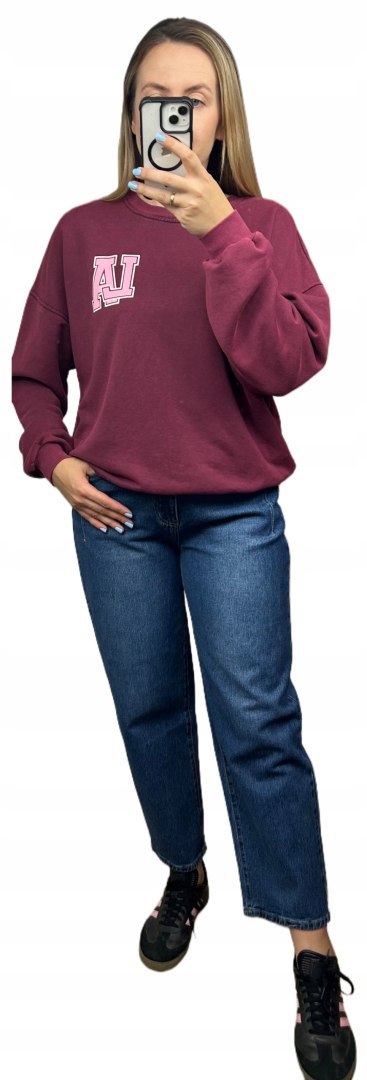 Bordowa dekatyzowana bluza bawełniana oversize luźna California Azara - CALIFORNIA LA Bordowa dekatyzowana bluza bawełniana oversize luźna California Azara - CALIFORNIA LA