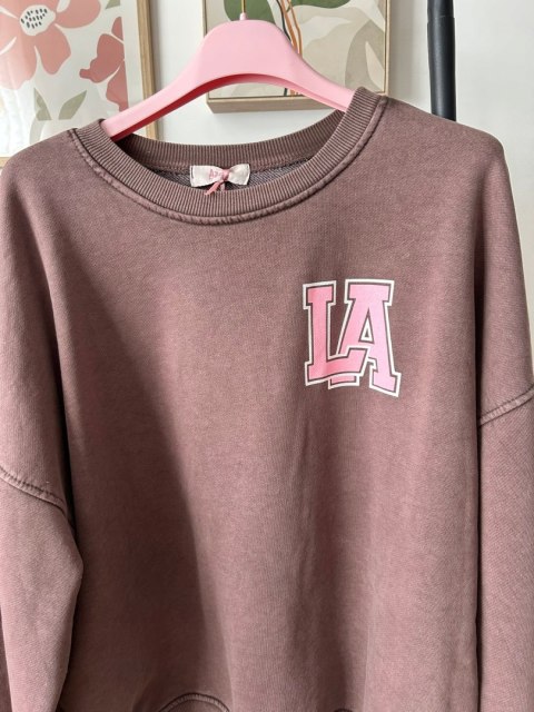 Bordowa dekatyzowana bluza bawełniana oversize luźna California Azara - CALIFORNIA LA Bordowa dekatyzowana bluza bawełniana oversize luźna California Azara - CALIFORNIA LA
