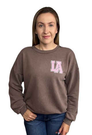 Czekoladowa dekatyzowana bluza bawełniana oversize luźna California Azara CALIFORNIA LA