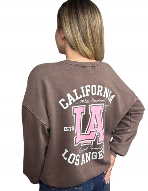 Czekoladowa dekatyzowana bluza bawełniana oversize luźna California Azara CALIFORNIA LA Czekoladowa dekatyzowana bluza bawełniana oversize luźna California Azara CALIFORNIA LA