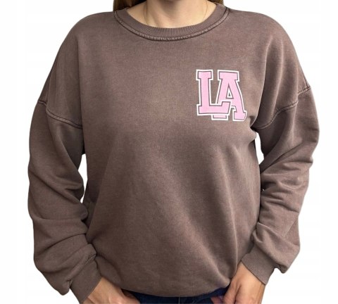 Czekoladowa dekatyzowana bluza bawełniana oversize luźna California Azara CALIFORNIA LA Czekoladowa dekatyzowana bluza bawełniana oversize luźna California Azara CALIFORNIA LA