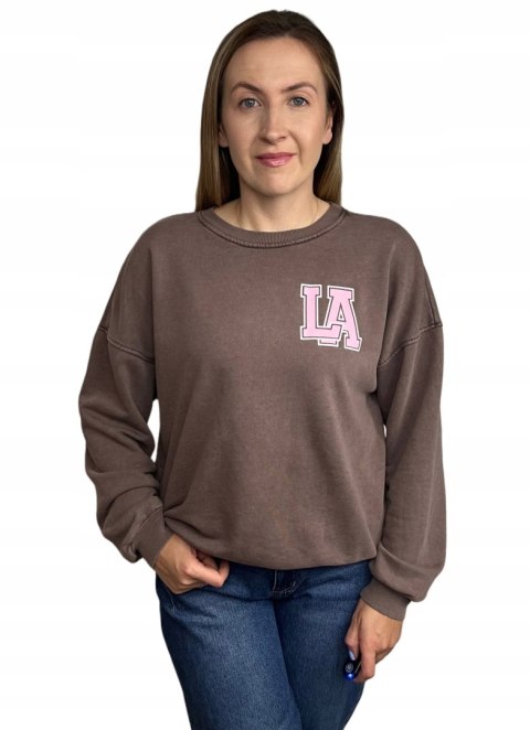 Czekoladowa dekatyzowana bluza bawełniana oversize luźna California Azara CALIFORNIA LA Czekoladowa dekatyzowana bluza bawełniana oversize luźna California Azara CALIFORNIA LA