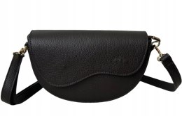 Czekoladowa torebka crossbody skóra naturalna licowa z klapą Laura Biaggi