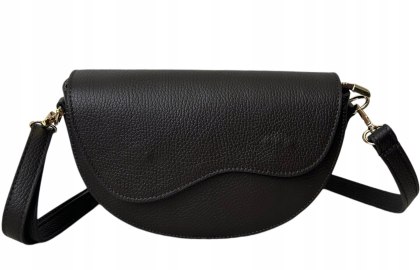 Czekoladowa torebka crossbody skóra naturalna licowa z klapą Laura Biaggi