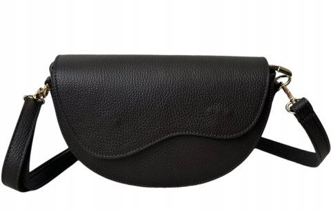 Czekoladowa torebka crossbody skóra naturalna licowa z klapą Laura Biaggi Czekoladowa torebka crossbody skóra naturalna licowa z klapą Laura Biaggi