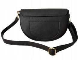 Czekoladowa torebka crossbody skóra naturalna licowa z klapą Laura Biaggi